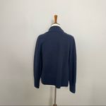 Boden Cardigan Sweater Knit 100% Wool Ribbed Wide Lapel Open Front Navy Blue Size M Photo 5