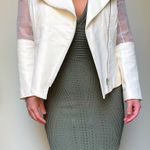 Cushnie et Ochs ivory leather and silk organza moto jacket size 6 S small Photo 14