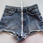Denim & Co Jean Short Shorts Womens Sz 6 Blue Denim High Rise Distressed Raw Hem Photo 7