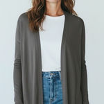 ESCADA Cardigan Sweater Womens Size 42 Gray Wool Knit Open Front Quiet Luxury Photo 0