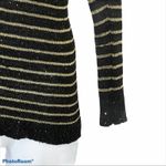 Anthropologie Escio Asymmetrical Metallic Sequin Sweater Black Gold Size S Photo 2
