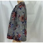 Alfani  Houndstooth Floral‎ Blazer Bubble Balloon Sleeve Metallic Accent Jacket L Photo 9