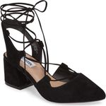 Steve Madden  Davit Heels Womens 10 Black Leather Suede Lace-Up Shoes Photo 0
