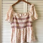 Grace Karin  Floral Ruffle Smocked Top - White and Pink Photo 7