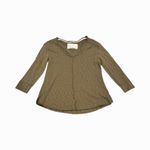 ANTHRO Saturday Sunday Green MOSS Slub Knit Top Raw Seam Rounded V Photo 1