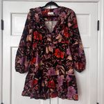 Pilcro  Tiered Corduroy Mini Dress Contemporary‎ Floral Fall Colors Anthropologie Photo 1