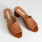 & Other Stories & Other Stories Woven Leather Heeled Mule Sandals Wooden Block Heel Brown 38 Photo 0