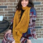 Mustard Pom Knit Scarf Yellow Photo 0