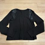 Maeve  x Anthropologie Faux Leather Trimmed Ribbed Crew Neck Top Size XL Photo 4