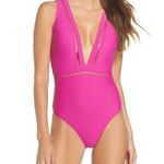 Ted Baker 💕💕 Deep V Plunge One-Piece Swimsuit ~ Fuscia US 8 NWT Photo 0