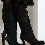 Colin Stuart  black suede platform heel faux fur boots Photo 0