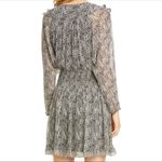 Joie  LILIANNA BLACK WHITE ROMANTIC RUFFLED SILK RUCHED SMOCKED WAIST LINED DRESS Photo 4