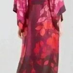 Natori Pink Red Floral Satin Sophia Multi Colored Printed Wrap Robe Size Medium Photo 1