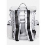 Pajar Silver Puffer Backpack Faux Fur Trimmed Accents Stylish Travel Bag Photo 1