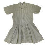 Vintage Avon Shirt Dress Women's 12 Button Front‎ Knee Length Short Skater Swing Tan Photo 0