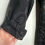 Selene Sport Black Linen Blend Embroidered Wrap Dress Size Medium Photo 7