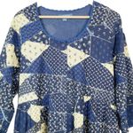 April Cornell Prairie Calico Faux Patchwork Midi Dress Size Xl Blue Photo 2