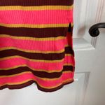 Aerie Striped Midi Pencil Skirt Ribbed Pink Side Slit Summer Funky Retro Large Photo 8