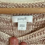 Pure Jill Women's Knit‎ Sweater Beige Brown Striped 3/4 Sleeve Pullover Tan Size L Photo 1