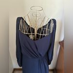 Dessy off the shoulder midnight navy puff sleeve maxi dress size 14 Blue Photo 12