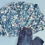 Anthropologie Pilcro Batwing Blue Floral Ruffle Long Sleeve Blouse Photo 4