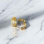 Gold Plated Huggie Wave Cubic Zirconia Earrings NEW Photo 2