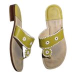 Vtg Y2K Apostrophe Lime Green Leather Whipstitch Toe Post Thong Sandals Sz 7 Photo 1