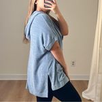 Barefoot Dreams NEW CozyChic Ultra Lite Short Sleeve Zip Up Hoodie XXS/XS Blue Photo 1
