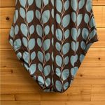 Garnet Hill  Size 8/Medium Brown Blue Floral Leaf Pattern One Piece Swimsuit Photo 10