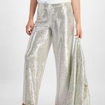 Anne Klein AK WOMENS PETITE Silver Sequin PULL ON Pant NWT Photo 0