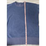Aerie  Blue Fuzzy Crewneck Oversized Sweatshirt Size XS Split Side Relaxed Photo 7