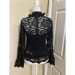 J.Crew Black Lace Mockneck Top Long Sleeve Victorian $128 0 Photo 4