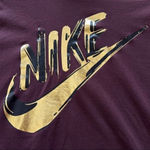 Nike  Womens Metallic Gold Graphics Brown Long Sleeve Tee T-Shirt Medium Photo 2
