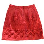 Anthropologie Baraschi Red Linen Eyelet Skirt Photo 3