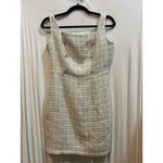 Tweed Mini‎ Dress Sleeveless Pearl Button Detail Career Party Cute Gold Size L Photo 1