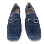 Stuart Weitzman Vintage Navy Blue Suede Loafer Chunky Block Heel Y2K Womens Sz 6 Photo 1