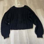 Bella Dahl Sweater mohair wool v neck cable knit womens Black (medium) boxy crop Photo 3