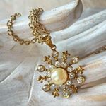 Vintage Gold Tone Fluer De Lis Starburst Coquette Necklace Photo 0