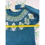 Northcrest Classic Teal Green White Fair Isle Knit Sweater Size L Blue Size L Photo 2