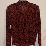 Nine West Red And Black Snakeskin Long Sleeve Blouse Photo 0