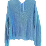 AQUA  Blue 100% Cotton Ribbed knit Hooded Sweatshirt Size Medium Photo 0