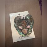 Vintage 90s Artisanal Abalone & Crystal Egyptian Brooch, NWT Pink Photo 1