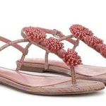 Sam Edelman Eliza Woven Thong Round Chic Flat Sandals Pink Lily Stripe Size 7 Photo 0