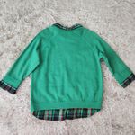 Metropolitan Layered Look Crewneck Sweater Green with Plaid Details Size Medium Green Photo 5