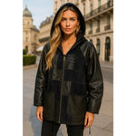 Winlit Leather Patchwork Coat Hood Urban Luxe Quiet Edge Avant Photo 1