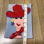 Handmade Cowgirl Face Pouch Denim Striped Pocket Bag Small Red Photo 5