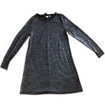 Gap  Womens Metallic Silver Black Shimmering Glitter Baby Doll Dress Size M Photo 1