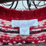 J.Jill  Windham Fair Isle Pull Over Red Nordic Ski Vibes Wool Blend Sweater MED Photo 3