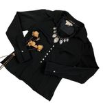 Vertigo Paris Vintage black snap button down top Photo 6