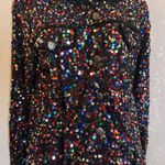 Marisol Colorful Sequin Embellished Jacket medium party holiday sparkling Black Photo 0